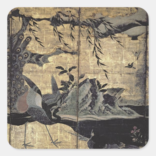 Adesivo Quadrado Aves e Flores das Quatro Estações (Frente)