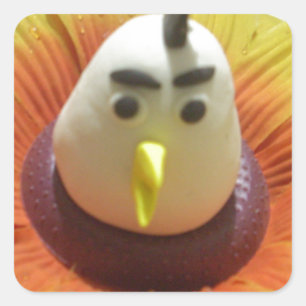 Adesivo Quadrado Aves Esculpidas na Impressão de Arte de Girassol