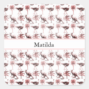 Adesivo Quadrado avestruzes e cangurus, personalizáveis