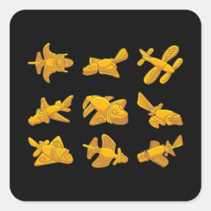 Adesivo Quadrado AVIÃO QUIMBAYA Teoria da Alienígena Antiga do AVIÃ