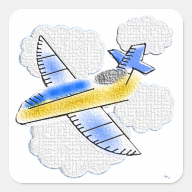 Adesivo Quadrado Avião texturizado no céu (Frente)