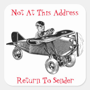 Adesivo Quadrado Avião Vintage Bonito Regressa Ao Vinheta Remetente