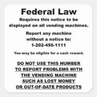 Aviso Federal da Máquina de Vendação