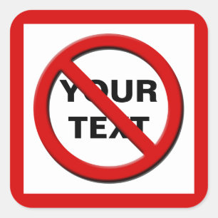 Adesivo Quadrado Aviso Sem Símbolo Vinheta Personalizada Grande