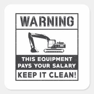 Adesivo Quadrado Aviso Sobre A Construção Do Escavador De Equipamen