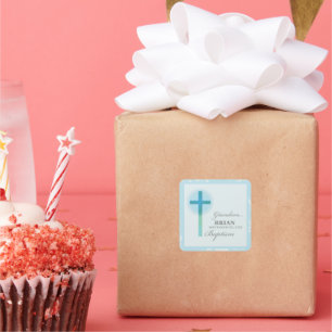 Adesivo Quadrado Avô Baptism Blue Lace Personalizado