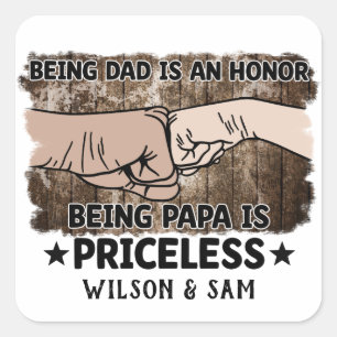 Adesivo Quadrado Avô   Ser Papa Não Tem Preço   Pai