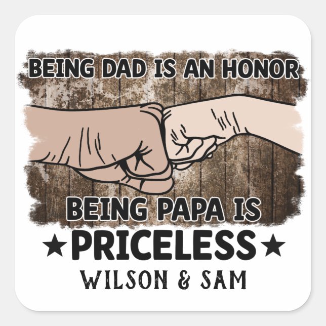 Adesivo Quadrado Avô | Ser Papa Não Tem Preço | Pai (Frente)