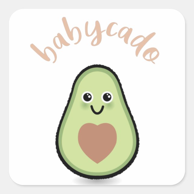 Adesivo Quadrado Avocado mit Herz Babycado für ein Baby (Frente)