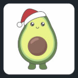 Adesivo Quadrado Avocado para o Natal Luzes Engraçadas<br><div class="desc">Uma árvore de Natal de abacate. Um natal engraçado com abacates. Um doce abacate de natal pode gostar de comer. O abacate é popular entre veganos e vegetarianos.</div>