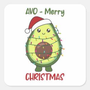 Adesivo Quadrado Avocado para o Natal Luzes Engraçadas