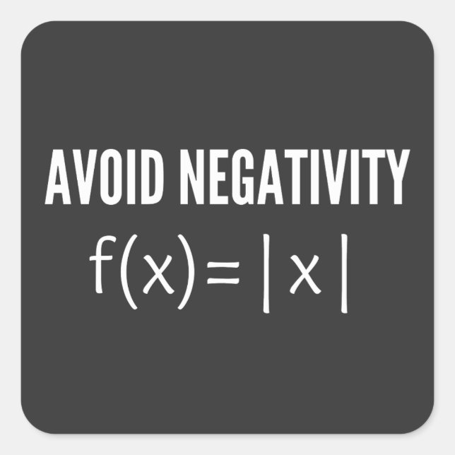 Adesivo Quadrado avoid negativity math equation (Frente)