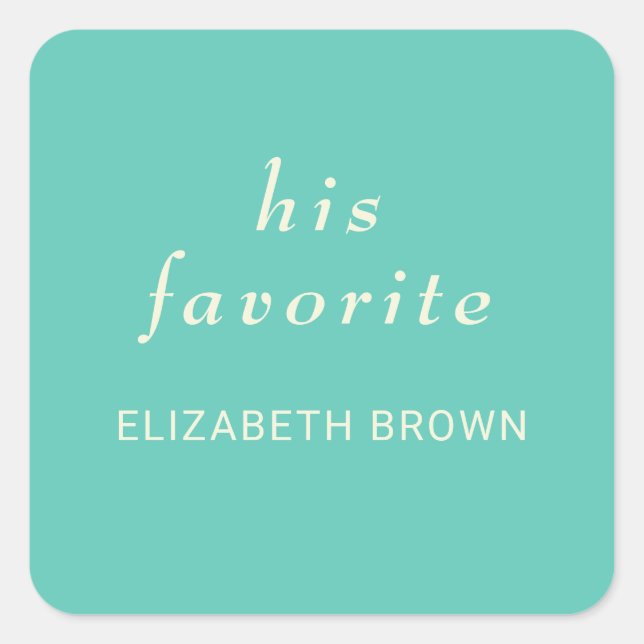 Adesivo Quadrado Awe Aquático Simples Elegante com Casamento Monogr (Frente)