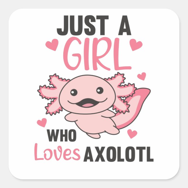 Adesivo Quadrado Axolotl Amém Animais Doce Para Meninas Rosa (Frente)