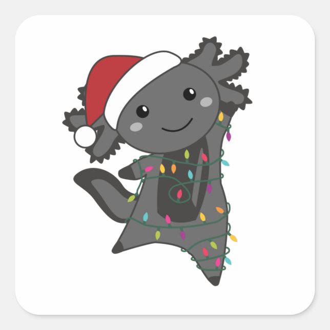 Adesivo Quadrado Axolotl Felry Natal Animais de inverno Axolots (Frente)