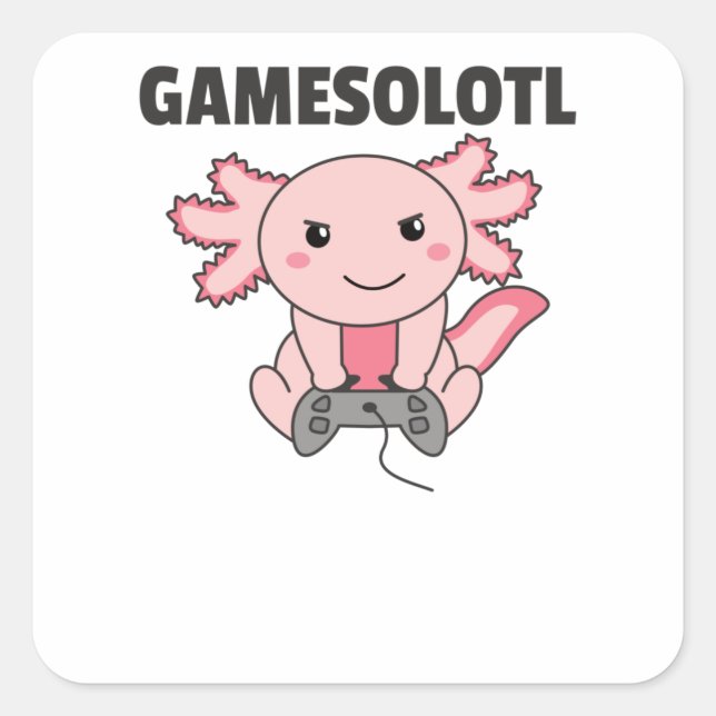 Adesivo Quadrado Axolotl Gamesolotl Cute Animais Para Gamers (Frente)