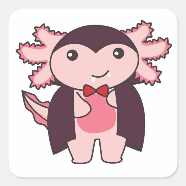 Adesivo Quadrado Axolotl Halloween Cute Devil Vampire Squar (Frente)