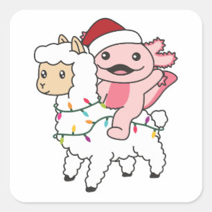 Adesivo Quadrado Axolotl Llama Alpaca Animais de inverno