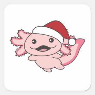 Adesivo Quadrado Axolotl Merry Christmas Winter Axolotl Square