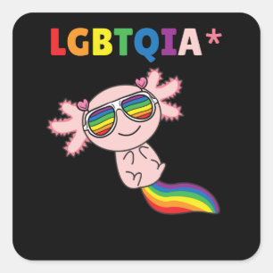 Adesivo Quadrado Axolotl - Orgulho LGBT do Sinalizador Arco-Íris