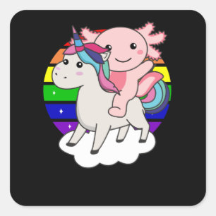 Adesivo Quadrado Axolotl Unicorn Rainbow Animal Unicorn