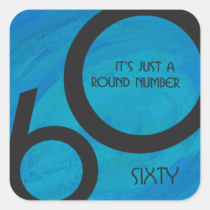 Adesivo Quadrado Azul aniversário de 60 décadas