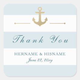 Adesivo Quadrado Azul-Aqua-Claro Estirpado Obrigado A Vinhetas