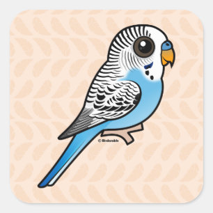 Adesivo Quadrado Azul de Birdorable Budgie