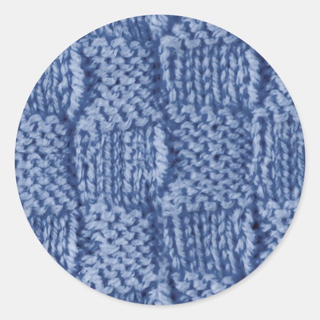 Adesivo Quadrado azul de lã tricotada (Frente)
