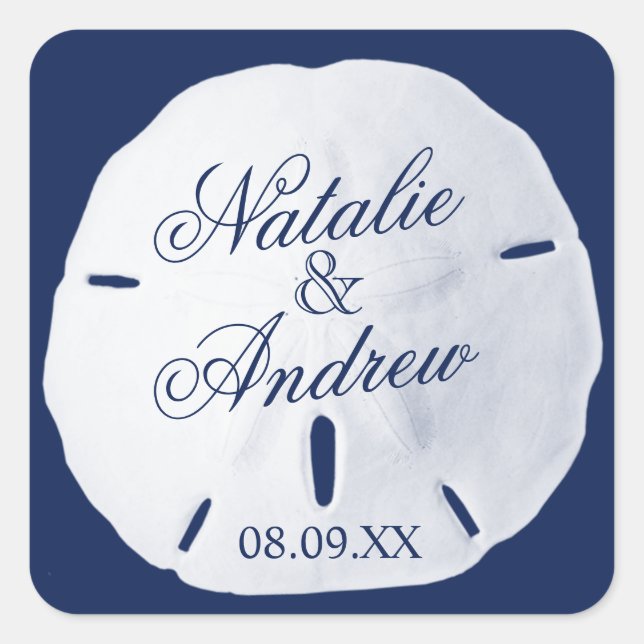 Adesivo Quadrado Azul Dólar de Areia (Frente)