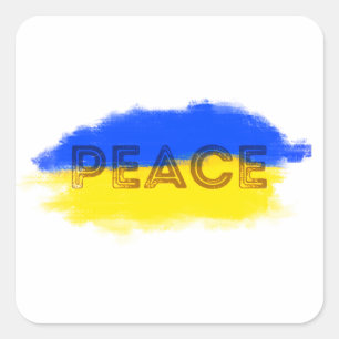 Adesivo Quadrado Azul e Amarelo Ucrânia Inspiração Sem guerra de Pa