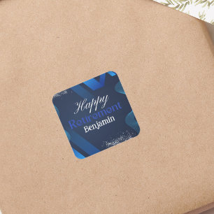 Adesivo Quadrado Azul Elegante Feliz Aposentadoria