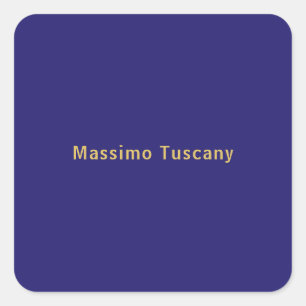 Adesivo Quadrado Azul Escuro & Dourado Profissional Minimalista Mod