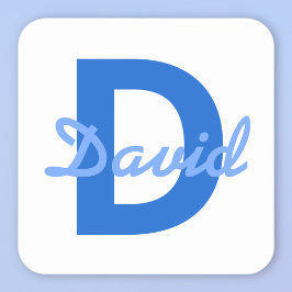 Adesivo Quadrado Azul Escuro e Azul Claro Nome Editável Monograma