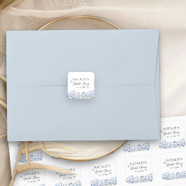 Adesivo Quadrado Azul Flores Silvestres Delicadas Flores no Banho