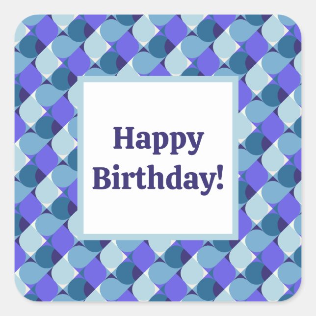 Adesivo Quadrado Azul Formas Aniversário (Frente)