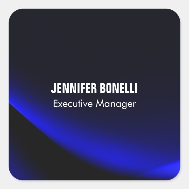 Adesivo Quadrado Azul moderno minimalista profissional adicione seu (Frente)