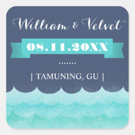 Adesivo Quadrado Azul No Mar Vinhetas De Casamento Náutico