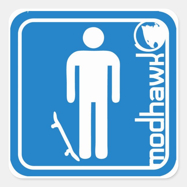 Adesivo Quadrado azul-patinador modhawk (Frente)
