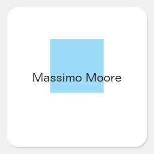 Adesivo Quadrado Azul Preto Branco Simples Elegante Nome Próprio