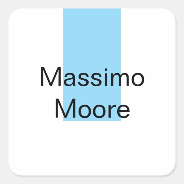 Adesivo Quadrado Azul Preto Branco Simples Elegante Nome Próprio (Frente)