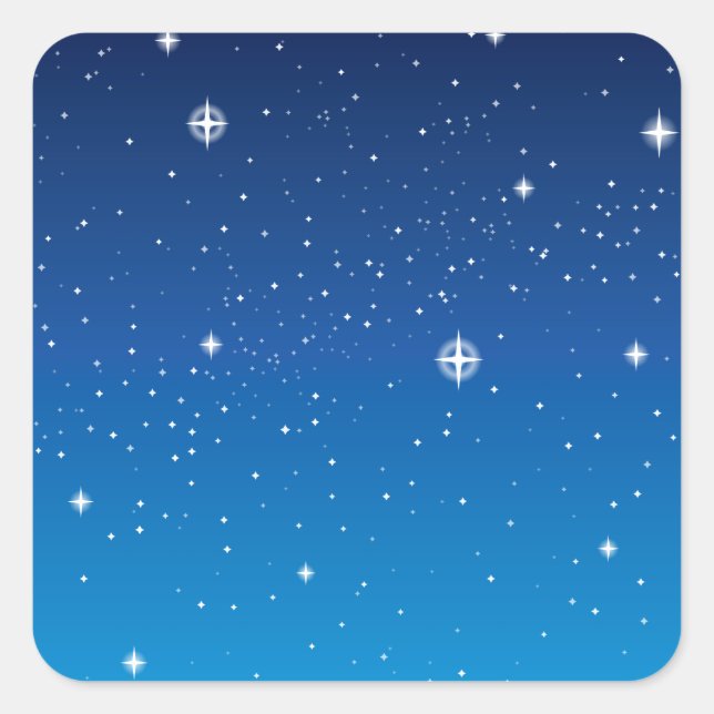 Adesivo Quadrado Azul profundo céu noturno estrelado (Frente)