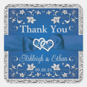 Adesivo Quadrado Azul Real, Cinzas Dois Corações, Um Amor