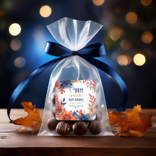 Adesivo Quadrado Azul   Terracotta Oh Boy Fall Chá de fraldas Flora