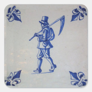 Adesivo Quadrado Azulejo azul de Delft - modelo