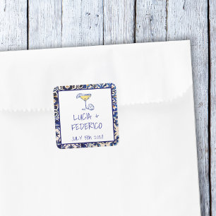 Adesivo Quadrado Azulejo azul mediterrânico italiano Dolce Vita