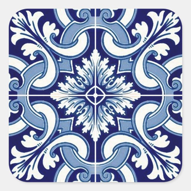 Adesivo Quadrado Azulejo azul português (Frente)
