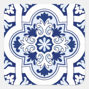 Adesivo Quadrado Azulejo azul português