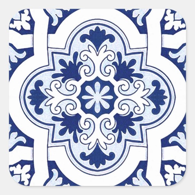 Adesivo Quadrado Azulejo azul português (Frente)