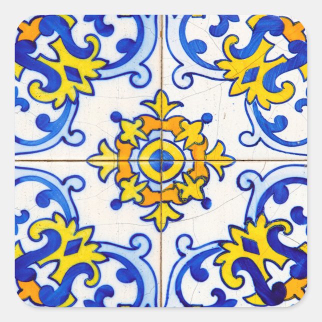 Adesivo Quadrado Azulejo de Arte do Azulejo (Frente)